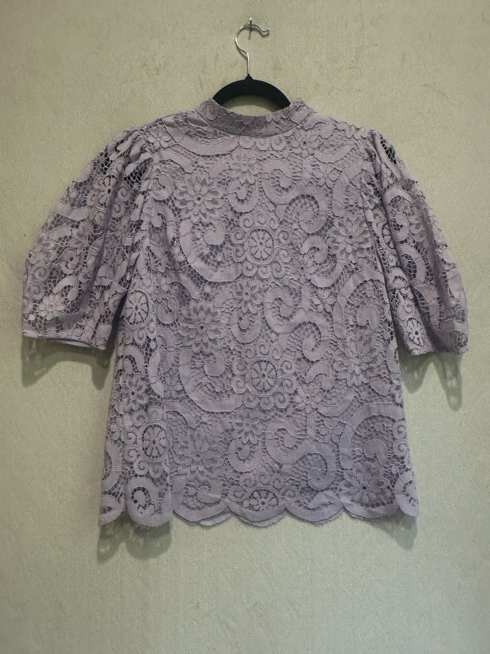 Nanette Lepore Lilac Lace Puff Sleeve Top - Lavender Sz S
